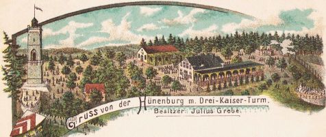 Die Anlagen auf der Hünenburg mit dem Drei-Kaiser-Turm (links): 27,8 KB